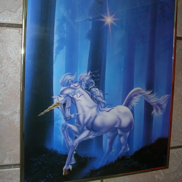 Mystical Unicorn Horse print, framed 20"x16 1/4" - Picture 3 of 4